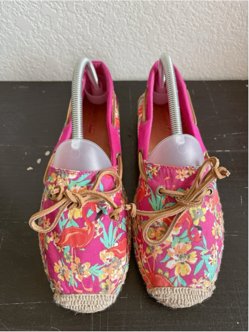 Sperry Top-Sider Womens Size 9.5 Pink Floral Flamingo Tropical Espadrille Flats - Picture 2 of 13